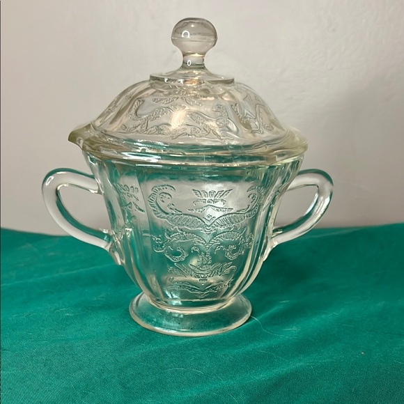 Vintage Pressed Clear Depression Glass Nut Bowl/Candy Dish with Lid - Picture 1 of 5